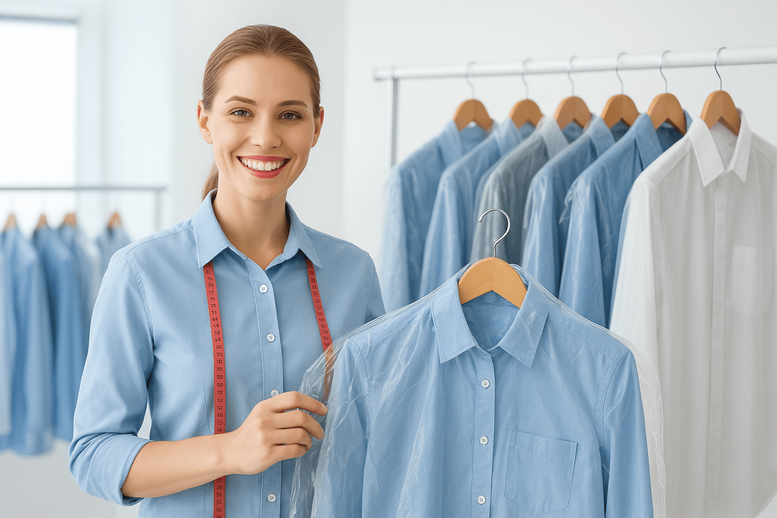 Delta Reinigung in Kaufland Bochum Wattenscheid - Textilreinigung - Frau mit Hemd in der Hand
